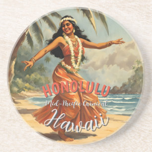 Vintage Stil Hawaiian Travel Honolulu Mid Pacific Underlägg