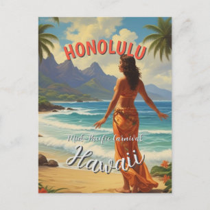 Vintage Stil Hawaiian Travel Honolulu Mid Pacific Vykort