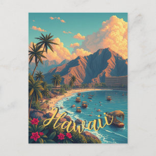Vintage Stil Hawaiian Travel Honolulu Mid Pacific Vykort