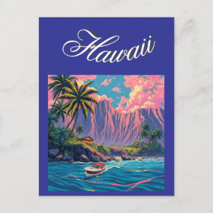 Vintage Stil Hawaiian Travel Honolulu Mid Pacific Vykort