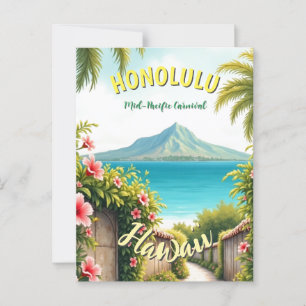 Vintage Stil Hawaiian Travel Honolulu Mid Pacific Vykort
