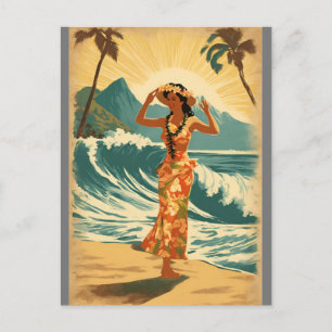 Vintage Stil Hawaiian Travel Honolulu Mid Pacific Vykort