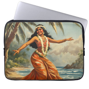 Vintage Stil Hawaiian Travel Hula Girl Dancing Laptop Fodral