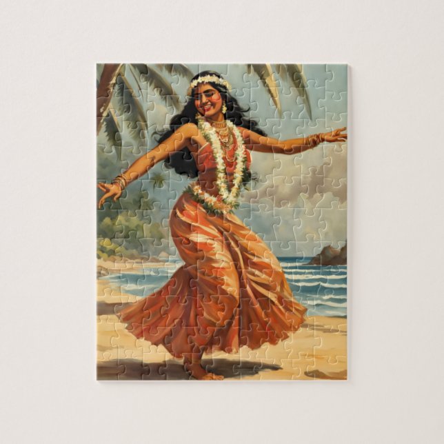 Vintage Stil Hawaiian Travel Hula Girl Dancing Pussel (Vertikal)