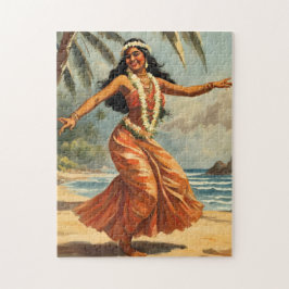 Vintage Stil Hawaiian Travel Hula Girl Dancing Pussel