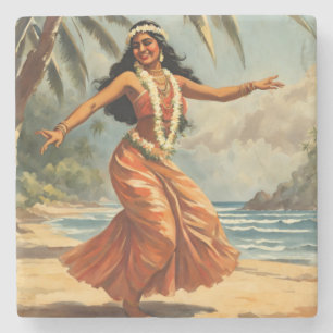 Vintage Stil Hawaiian Travel Hula Girl Dancing Stenunderlägg