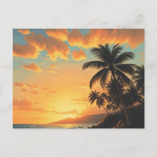 Vintage Stil Hawaiian Travel Kusten Sea Sunset Helg Vykort