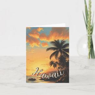Vintage Stil Hawaiian Travel Kusten Sea Sunset Kort