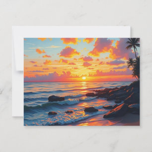 Vintage Stil Hawaiian Travel Kusten Sea Sunset Vykort