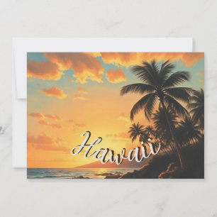 Vintage stil hawaiianskt resemål kust hav solnedgå julkort