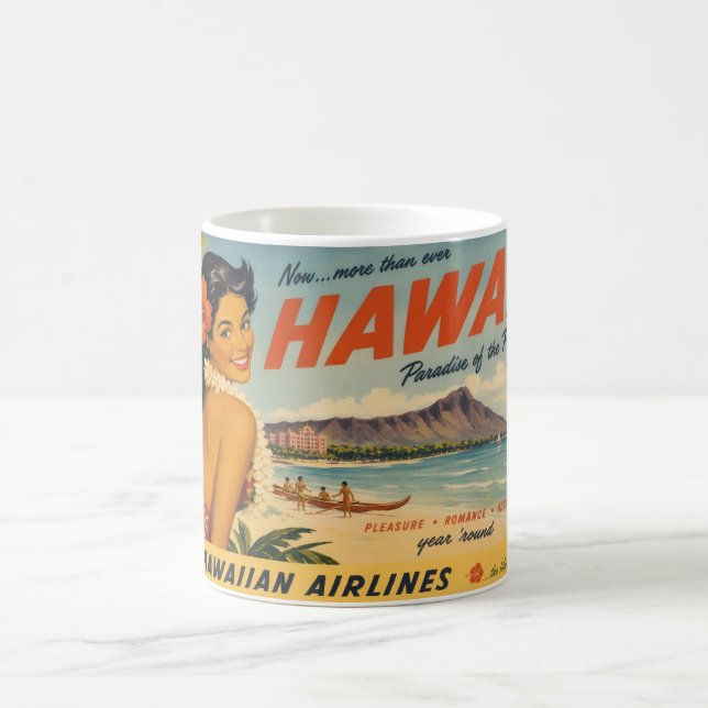 Vintage stil hawaiianskt resereklam kaffemugg (Center)