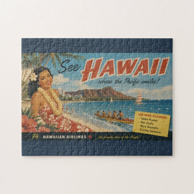 Vintage stil hawaiianskt resereklam pussel (Horisontell)