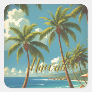 Vintage stil hawaiianskt resor Aloha från Hawaii Fyrkantigt Klistermärke