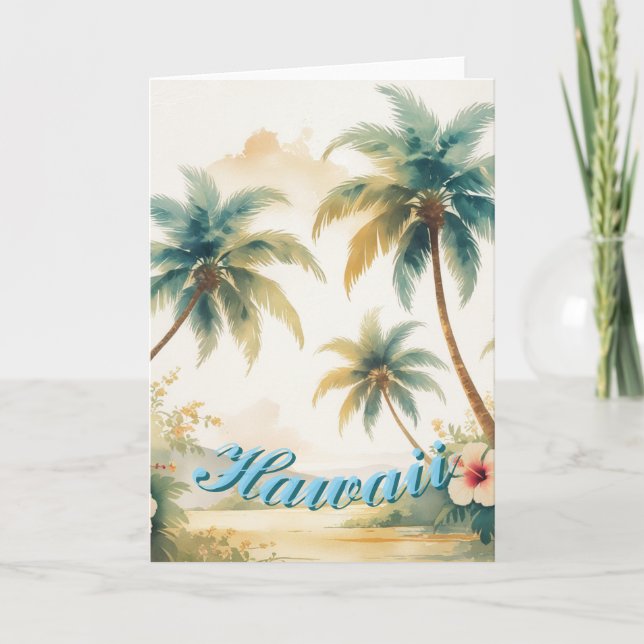 Vintage stil hawaiianskt resor Honolulu Kort (Framsida)