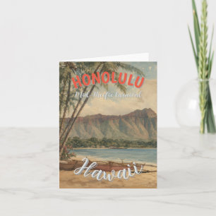 Vintage stil hawaiianskt resor Honolulu Mid-Pacifi Helgkort