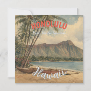 Vintage stil hawaiianskt resor Honolulu Mid-Pacifi Julkort