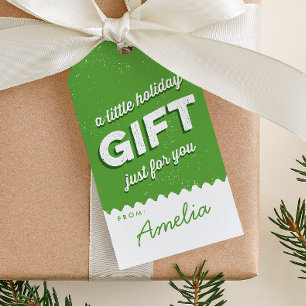 Vintage Stil Helgdag grönt och vit Presentetikett