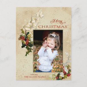 Vintage Stil Holly God jul Photo Vykort