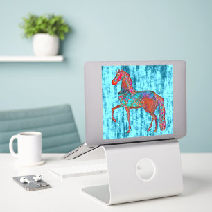 Vintage Stil Horse Aqua Background Sticker Klistermärken