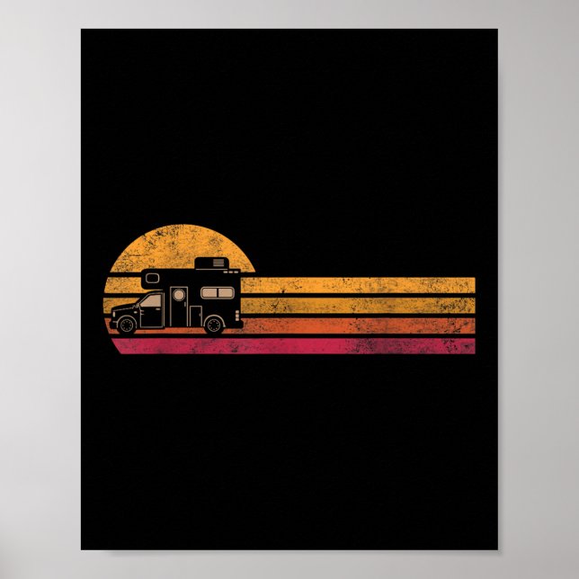 Vintage stil husvagnssilhuett Retro camping  Poster (Framsidan)