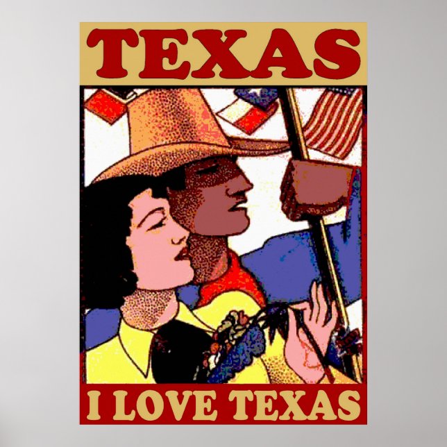 Vintage Stil I Kärlek Texas Poster (Framsidan)