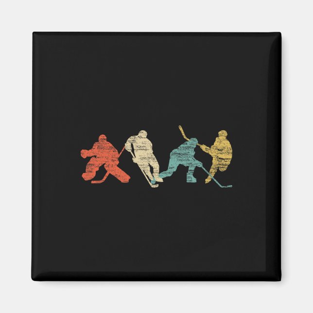 Vintage Stil Ice Hockey Magnet (Framsidan)