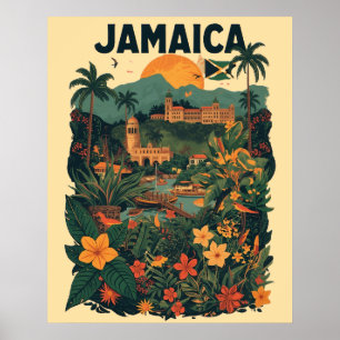 Vintage stil Jamaica resemålning illustration Poster