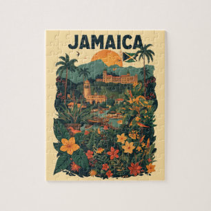 Vintage stil Jamaica resemålning illustration Pussel