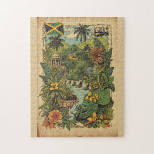 Vintage stil Jamaica resemålning illustration Pussel