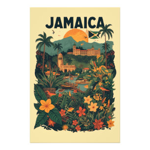 Vintage stil Jamaica resillustration Fototryck