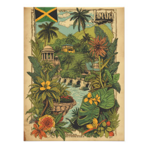 Vintage stil Jamaica resillustration Fototryck