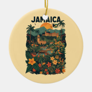 Vintage stil Jamaica resillustration Julgransprydnad Keramik
