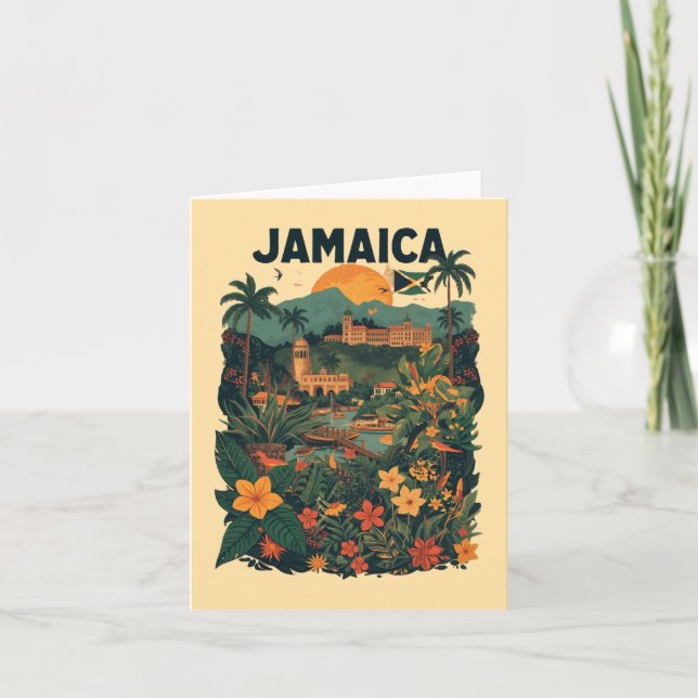 Vintage stil Jamaica resillustration Kort (Framsida)