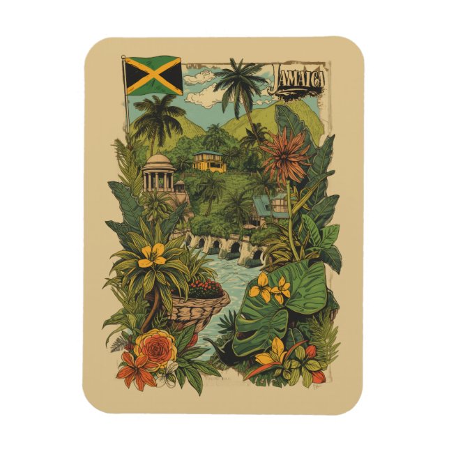 Vintage stil Jamaica resillustration Magnet (Vertikal)