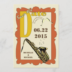 Vintage Stil Jazz Spara Datum Inbjudningar