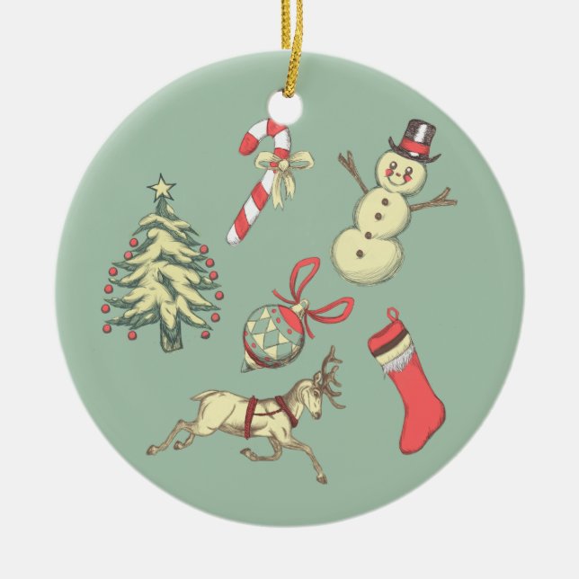 Vintage Stil jul Julgransprydnad Keramik (Framsidan)