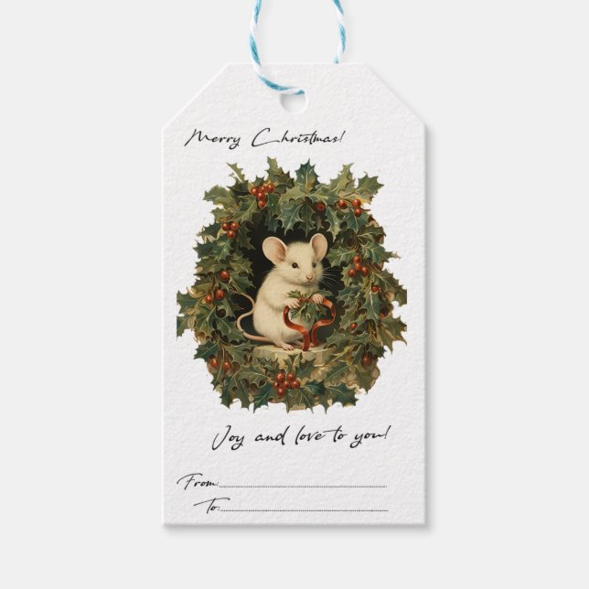 Vintage Stil jul Presentetikett (Framsidan)