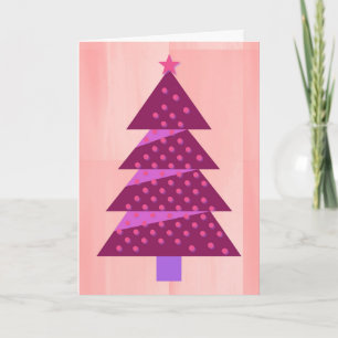 Vintage Stil Julgran Art i persikor och Rosa Kort