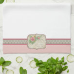 Vintage Stil Kitchen Towel Kökshandduk<br><div class="desc">Skuggor av nyp och grått på en söt kökshandduk med en etikett för blommigt av antika Franskar. Mycket trevligt i ett rustiskt,  land eller shabby chic-inspirerat kök.</div>