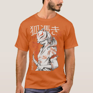 Vintage Stil Kitsune Japanskt Anime Otaku Aesthet T Shirt