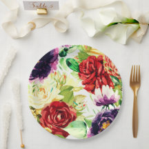 Vintage Stil Large Watercolor Flowers