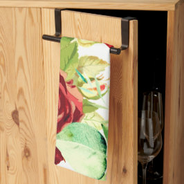 Vintage Stil Large Watercolor Flowers Kökshandduk