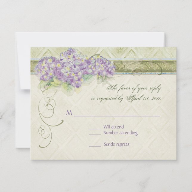Vintage Stil Lilac Hydrangea - OSA Responcard (Framsida)