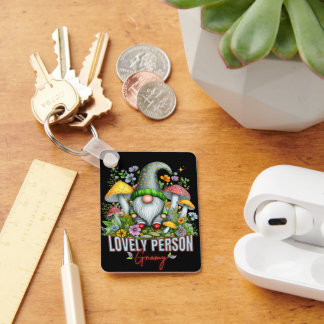 Vintage Stil Loely Gnome med svampkonst Nyckelring