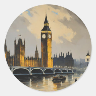 Vintage Stil London Travel Big Ben Parliament Runt Klistermärke