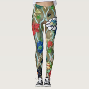 Vintage Stil Lotus Flowers Art Leggings