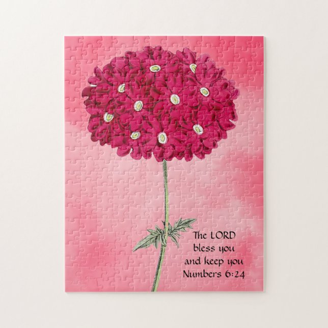 Vintage Stil Magenta Hydrangea Faith Puzzle Pussel (Vertikal)