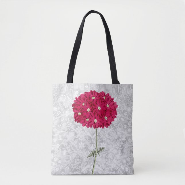 Vintage Stil Magenta Hydrangea Flower Tote Bag Tygkasse (Framsida)