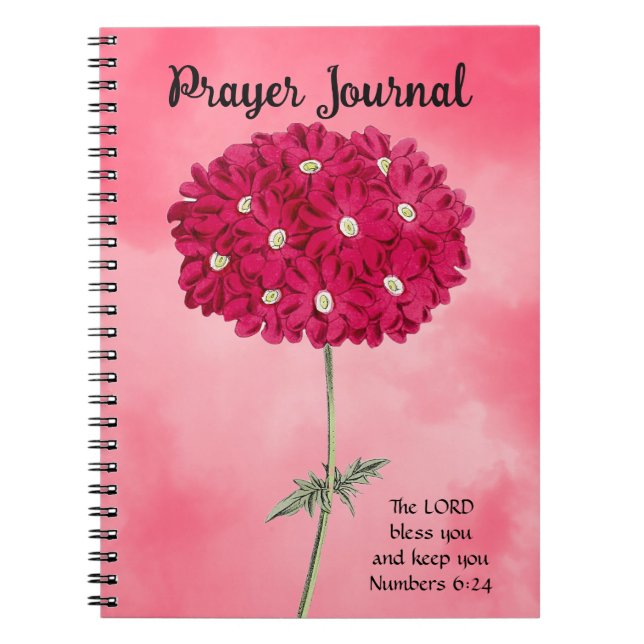 Vintage Stil Magenta Hydrangea Prayer Journal Anteckningsbok (Framsidan)