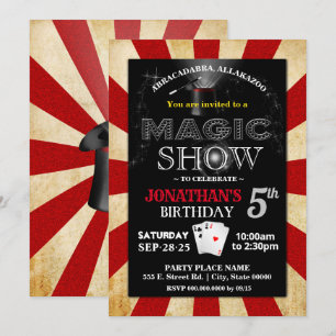 Vintage stil Magic show födelsedagsfest Inbjudningar